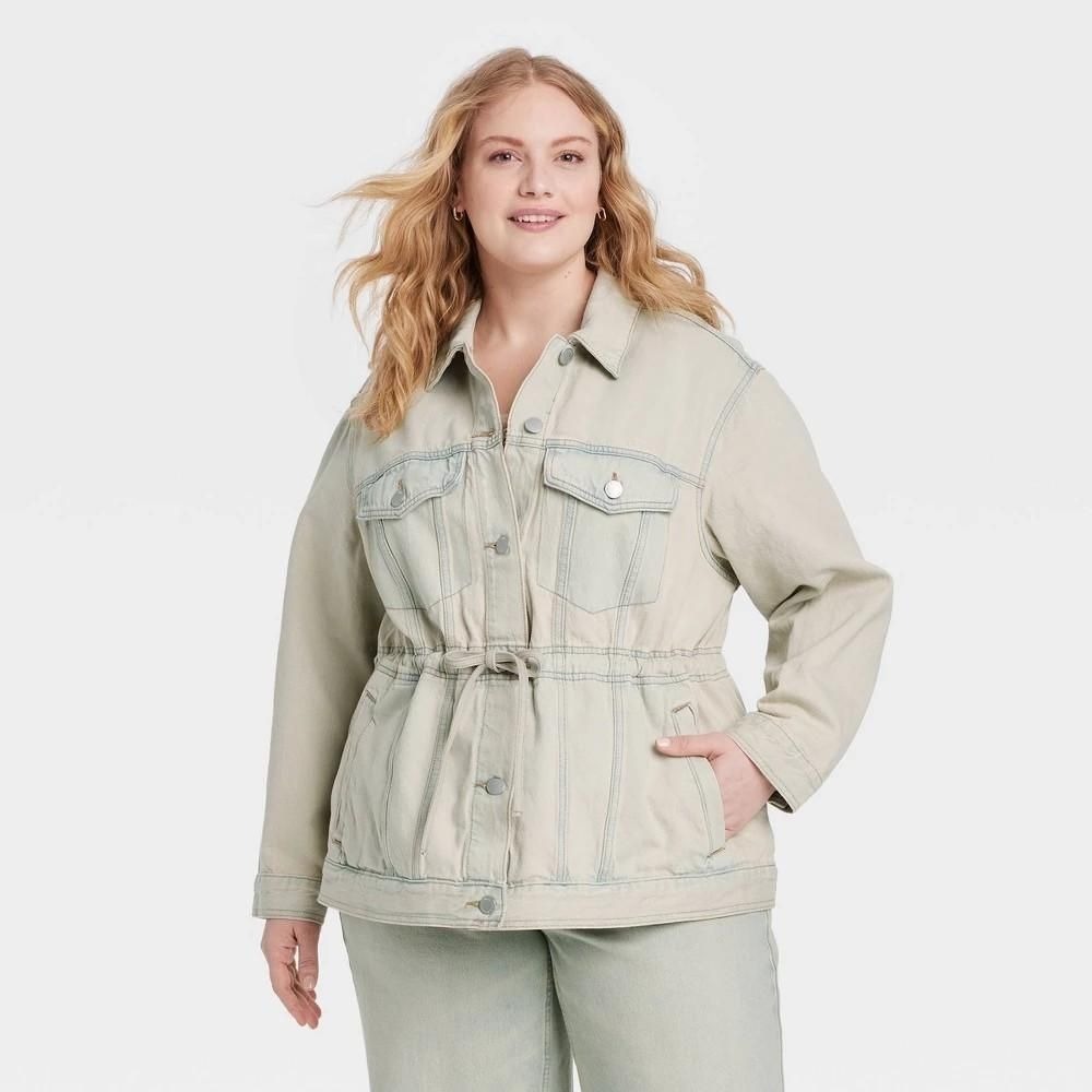 Women's Denim Cinched Jacket - Universal Thread™ Vintage Wash XXL: Midweight